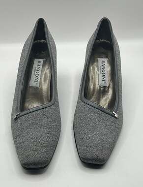Rangoni Firenze Grey Fabric Block Heel Pumps Size 8.5 AAA